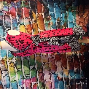 💋Adorable Pink Polkadot Dress Faux Wrap Side Tie